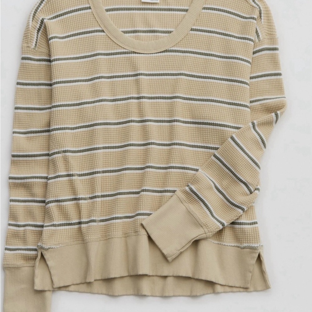 OFFLINE By Aerie Women’s Wow! Relaxed Waffle T-Shirt Color Soft Wheat - Picture 8 of 10